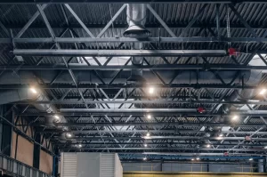 Bright stadium LED lights enhancing visibility during a live sports event